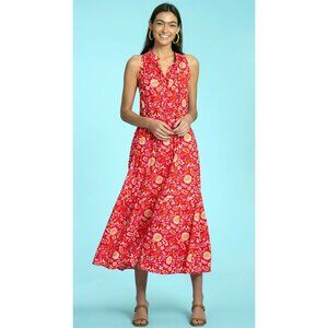 Olivia James Ro Long Dress Maxi Peacock Floral Rouge Sleeveless Red XL